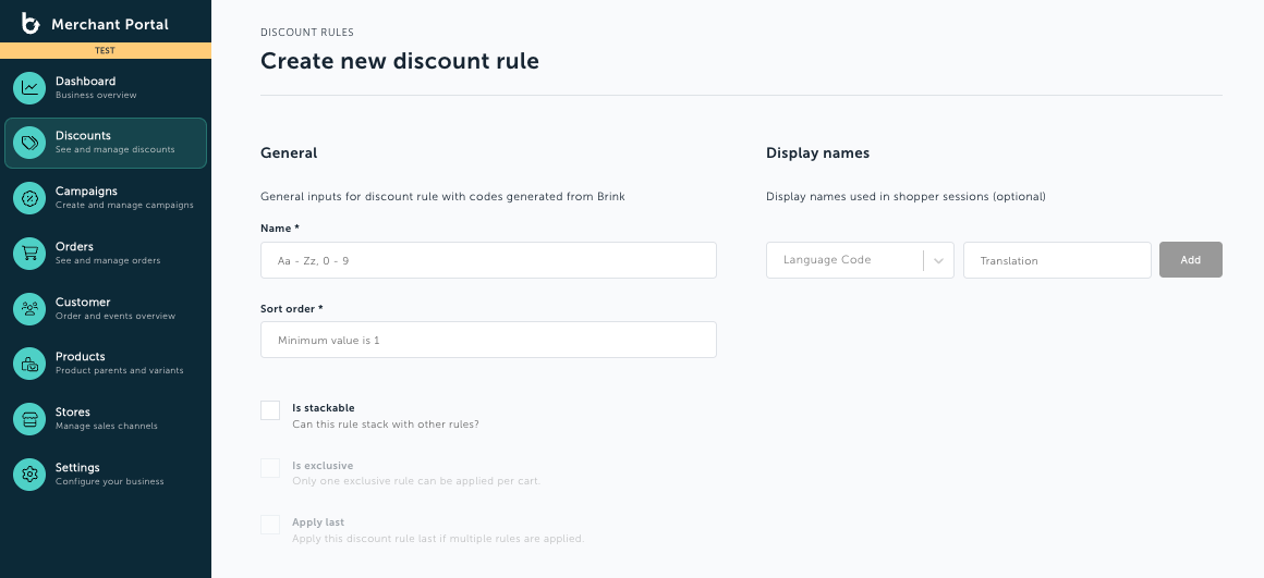 Create a new discount rule