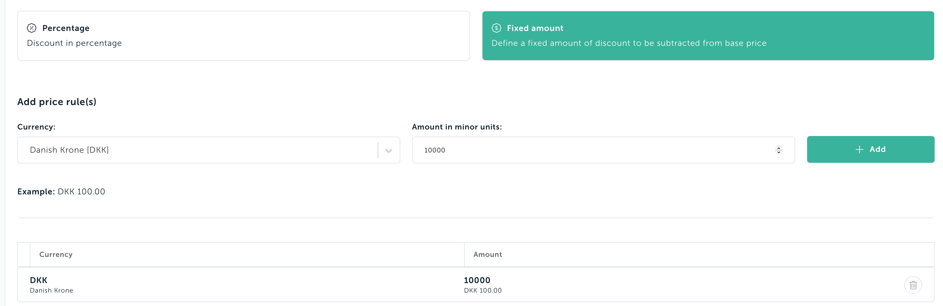 Fixed amount for bundled discounts