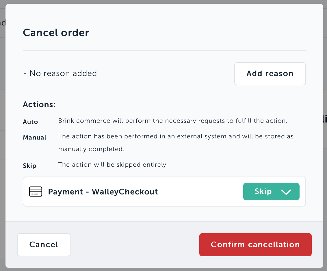 Cance order actions