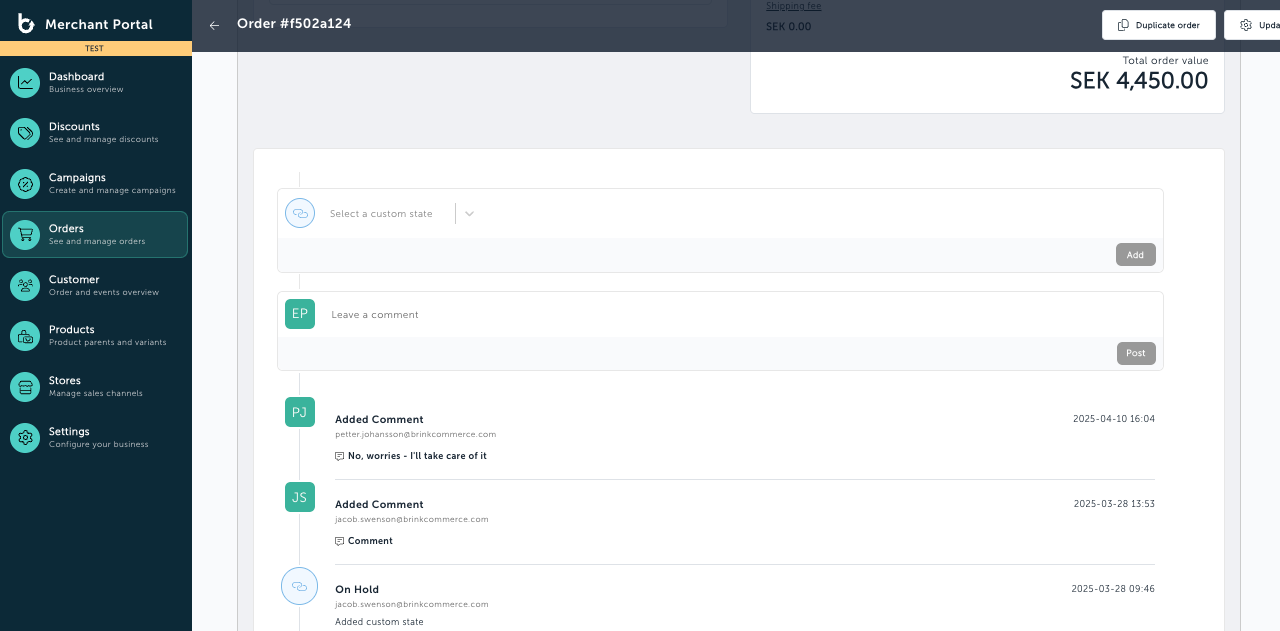 Add and Manage Order Comments