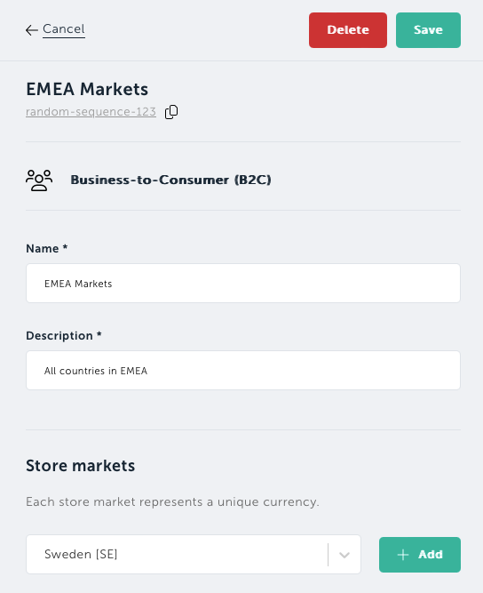 Add Store markets to your Store group