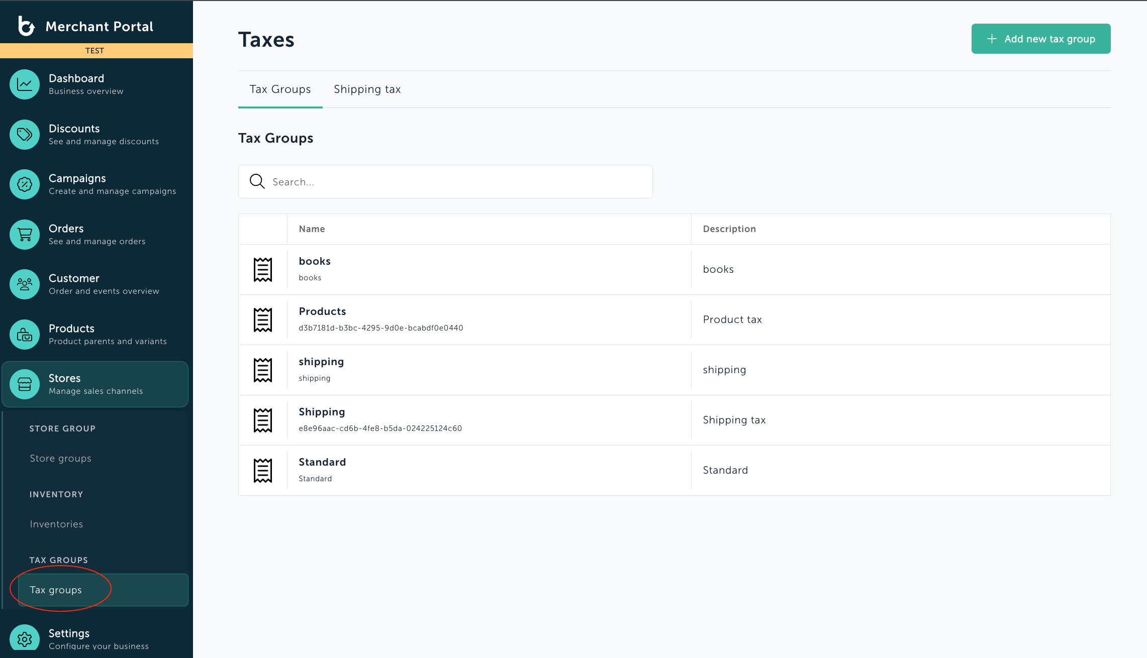 Create and manage Tax groups